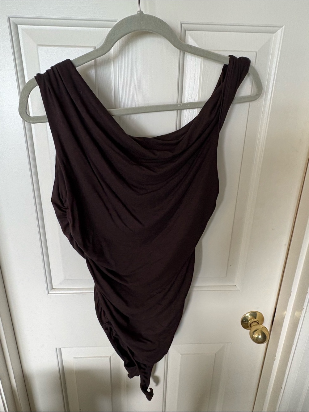 Agolde Chocolate Brown One-Shoulder Bodysuit